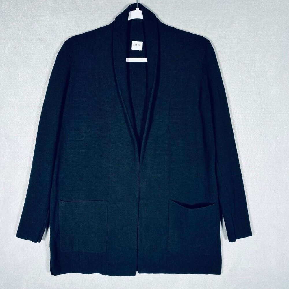 J Crew Sweater Blazer Womens S Black Cotton Sophie Cardigan Open